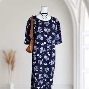 Vintage Kathie Lee Woman Floral Midi Dress Short Sleeve Plus Size 20W